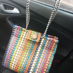 Multicolor Woven Tote Bag